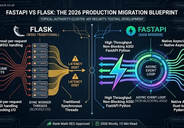 FastAPI vs Flask: Discover why FastAPI out-downloads Flask 2.4× monthly in 2026. Compare WSGI vs ASGI concurrency, Pydantic validation, WebSockets, and pipeline API security tools.