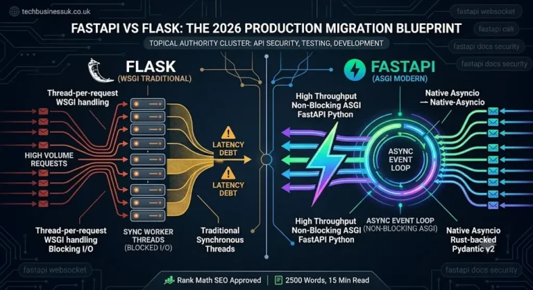 FastAPI vs Flask: Discover why FastAPI out-downloads Flask 2.4× monthly in 2026. Compare WSGI vs ASGI concurrency, Pydantic validation, WebSockets, and pipeline API security tools.