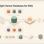 best vector database for rag showing AI retrieval, vector storage, and connected RAG pipelines