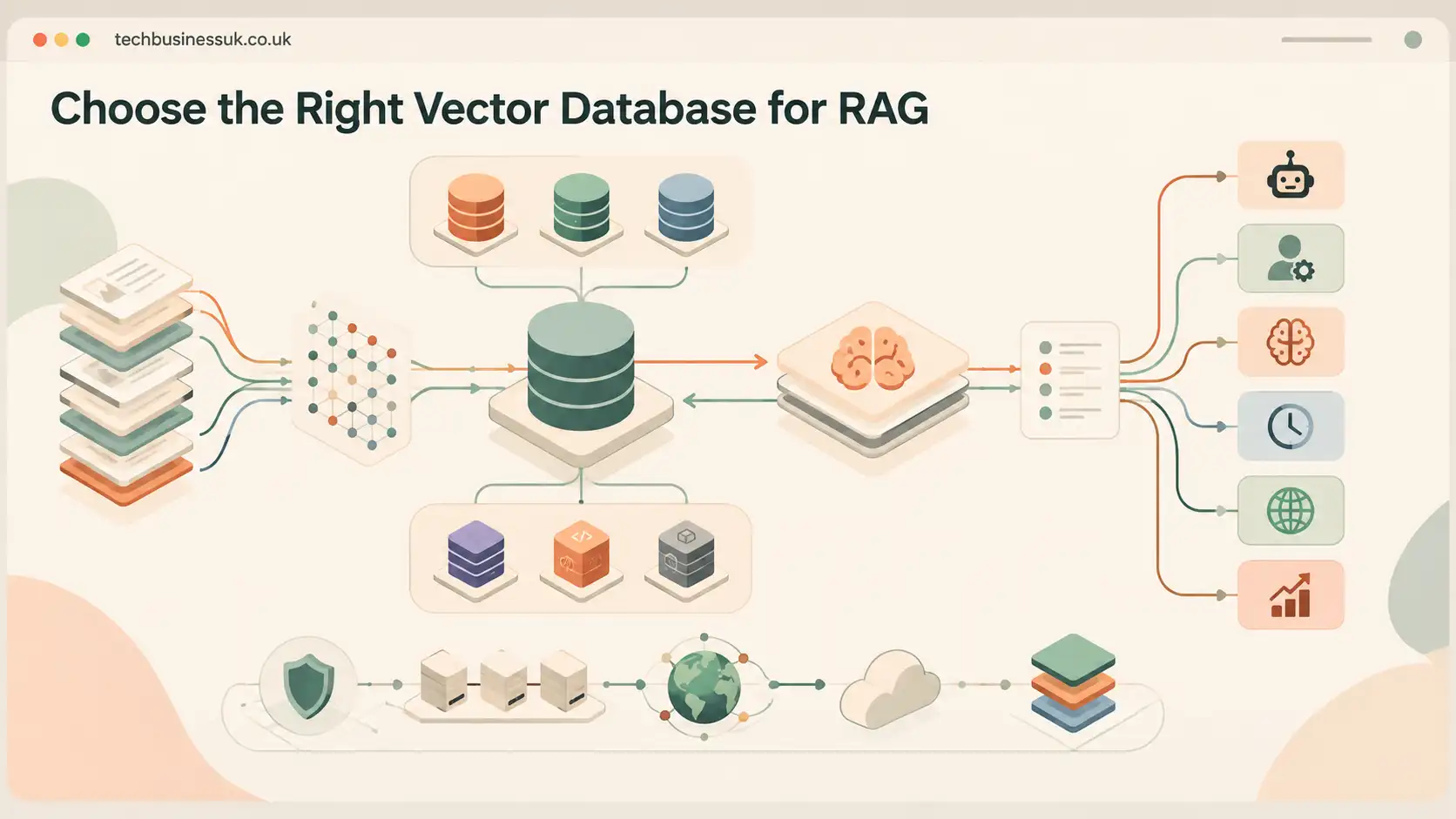 best vector database for rag showing AI retrieval, vector storage, and connected RAG pipelines